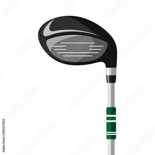 A modern, stylized golf club head and shaft, isolated on white background