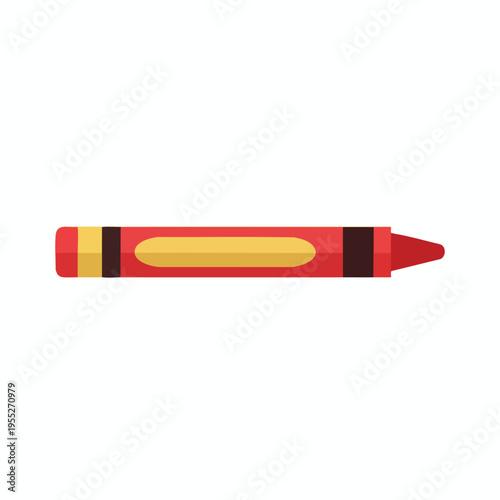 Red crayon with yellow stripe and dark end