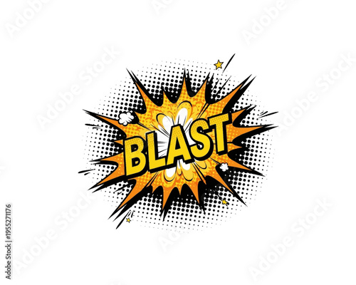 Striking vector graphic illustration of a comic book style explosive blast sound effect design element