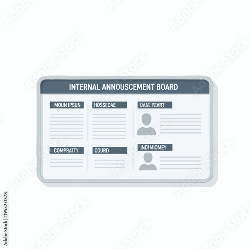 A digital representation of an internal announcement board