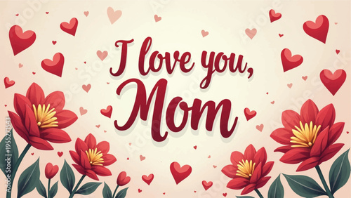 Mother's Day banner with flowers and hearts