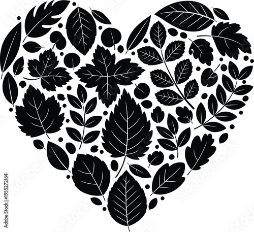 Plastic free heart vector icon leaf love eco sustainable lifestyle zero waste minimal flat black solid design white background illustration