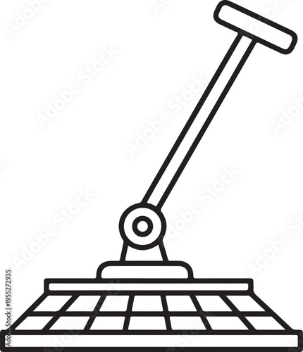 A simple line drawing depicts a floor cleaning mop with a rectangular textured head high quality professional