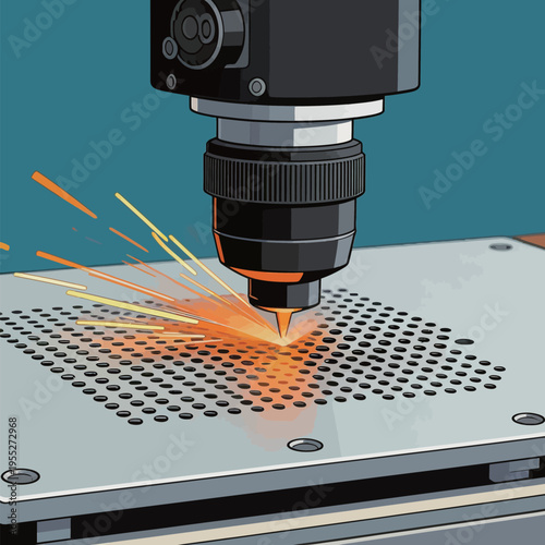 Laser cutting machine in action at a fabrication workshop during the day