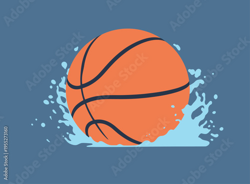 Basketball splashing in water creates a dynamic scene during a game