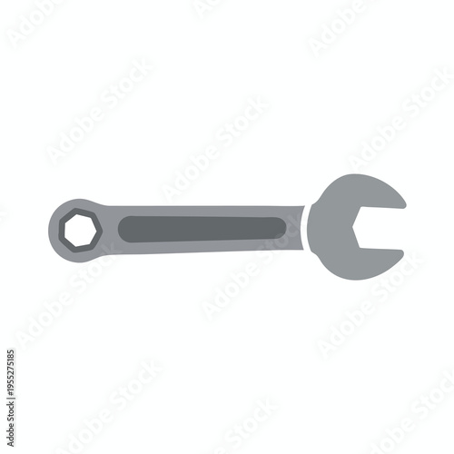 Gray combination wrench on a white background