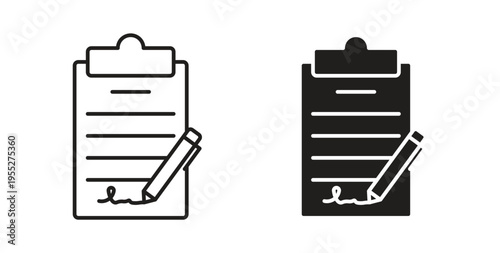 Agreement icon line style collection. Simple black solid icons