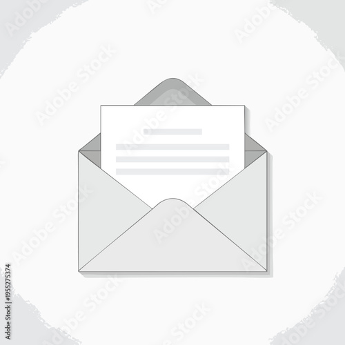Open envelope with blank lined paper