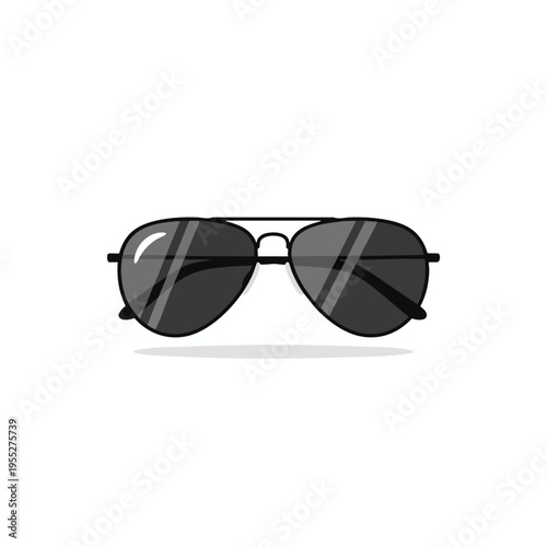 Black aviator sunglasses with reflective lenses cast a subtle shadow