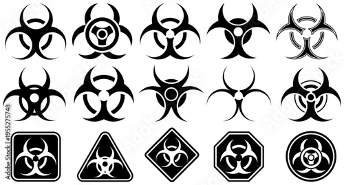 set vector biohazard icon collections. toxic symbol. hazardous materials sign Biological Hazard logo template design illustration