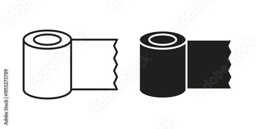Bandage roll icon line style collection. Simple black solid icons
