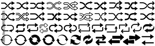 set vector shuffle icon collections. Arrow cross shuffle, Mix music symbol. Repeat, refresh, reload playlist sign design illustration