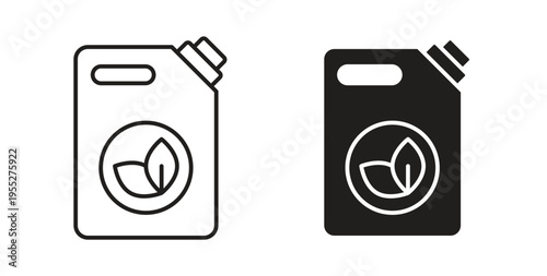 Biofuel canister icon line style collection. Simple black solid icons