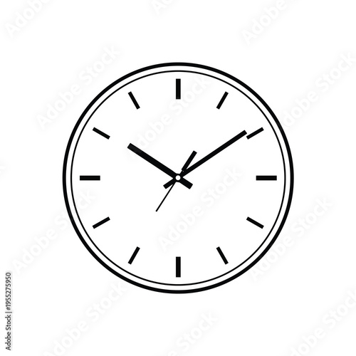 Minimalist analog clock face with black hands showing approximately 1009