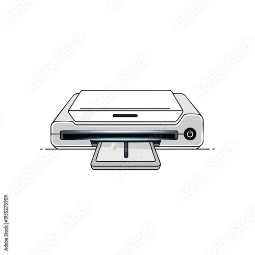 Sleek, minimalist printer with output tray and power button