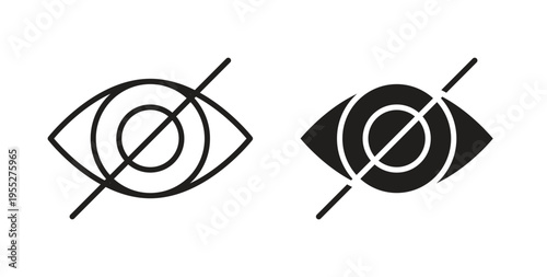 Blindness icon line style collection. Simple black solid icons