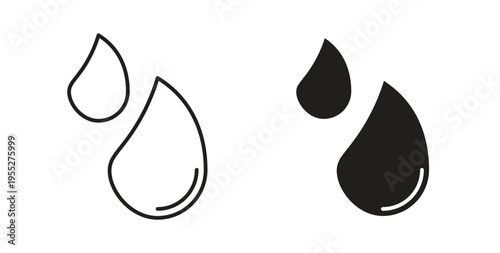 Blood drops icon line style collection. Simple black solid icons