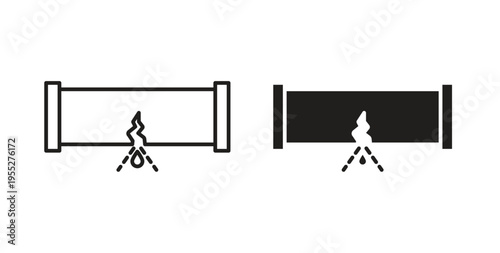 Broken pipe icon line style collection. Simple black solid icons