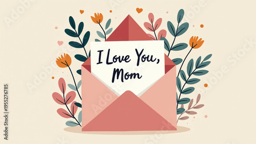 Vector Mother's Day greeting card template with floral design