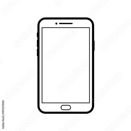 black and white drawing of smartphone with blank screen