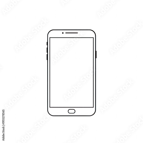 black and white mobile phone illustration with blank screen