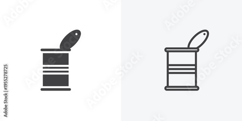 Tin can icon vector sign symbol isolated on white. Stroke and clipart style