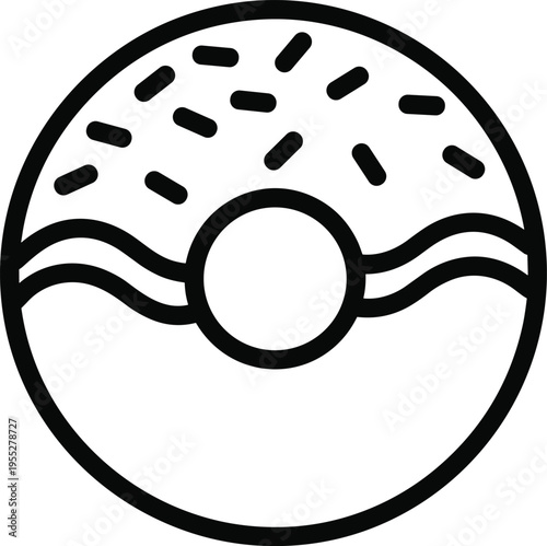 Doughnut icon, sweet dessert vector illustration, glazed donut with sprinkles, bakery food isolated on white background, delicious pastry snack