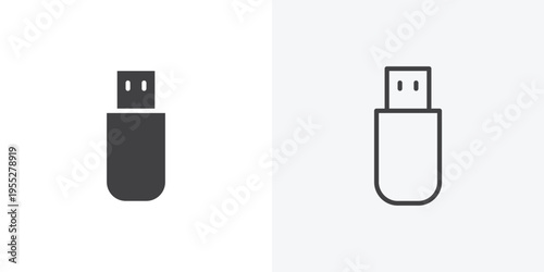 Usb icon vector sign symbol isolated on white. Stroke and clipart style