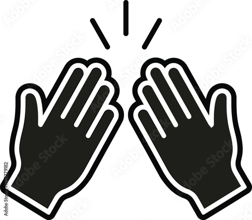 Solid silhouette vector high five icon, two hands clapping symbol, success celebration sign, teamwork collaboration illustration, religious prayer hands, appreciation greeting
