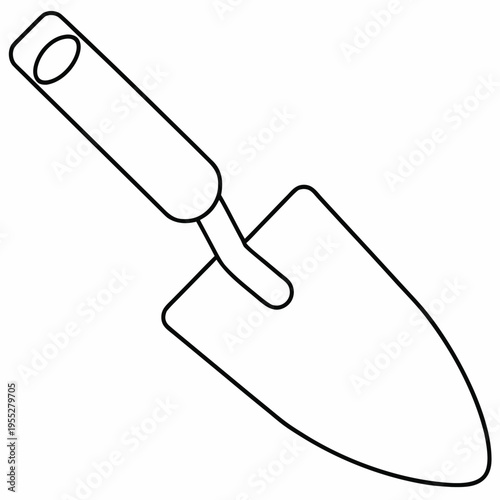 trowel for gardening line art vector illustration on transparent background