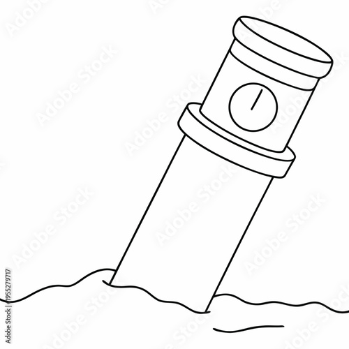 time capsule buried underground line art vector illustration on transparent background