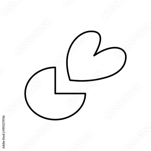 Heart flower minimal line art abstract love shape design - Simple floral illustration with heart shaped petals and clean outline style for romantic theme and decorative use
