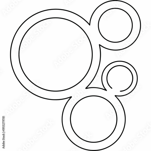 soap bubble cluster three interlocking line art vector illustration on transparent background