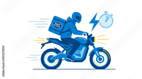 Fast Motorcycle Delivery Service with Electric Power and Timer