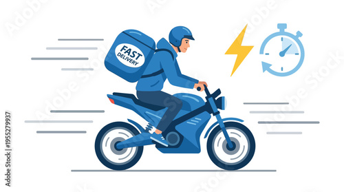 Fast motorcycle delivery rider swiftly transporting goods with urgent dispatch
