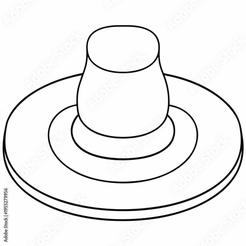 potter s wheel with clay blob line art vector illustration on transparent background