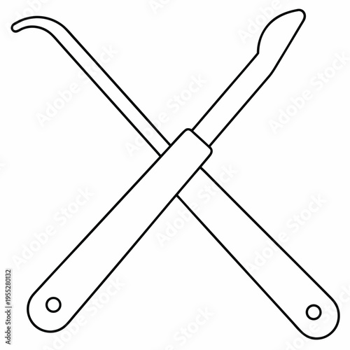 lockpick set two tools crossed line art vector illustration on transparent background