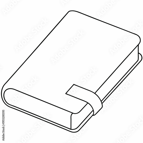 dream journal with clasp closed line art vector illustration on transparent background