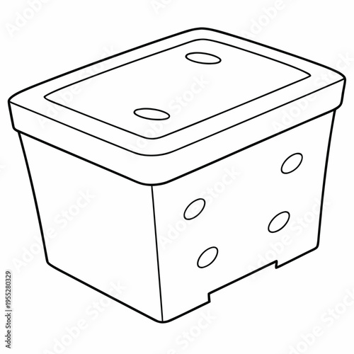 compost bin with aeration holes line art vector illustration on transparent background