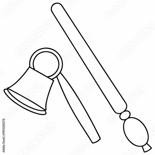 candle snuffer with bell top line art vector illustration on transparent background