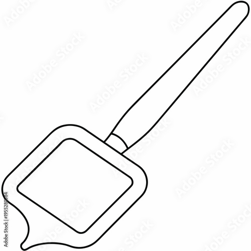 calligraphy brush with reservoir line art vector illustration on transparent background