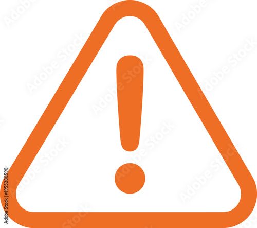 Solid silhouette vector orange exclamation mark triangle icon, caution alert and safety warning hazard symbol, isolated digital maintenance illustration.