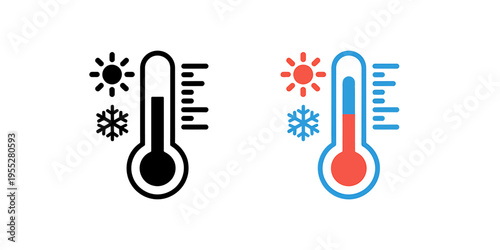 Weather temperature icons with thermometer symbols