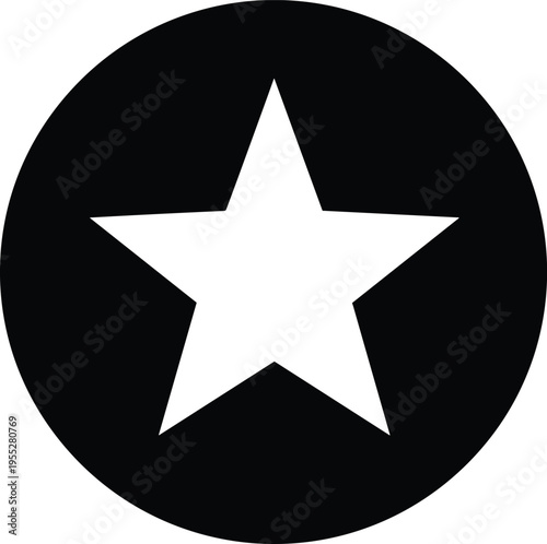 Solid silhouette vector star icon in black circle, favorite symbol, rating button graphic, reward and excellence quality sign, isolated on white background.