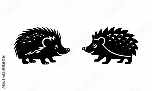 Hedgehog Icon Silhouette, Cute Baby Hedgehog Vector Illustration, Professional Flat Vector Hedgehog Character