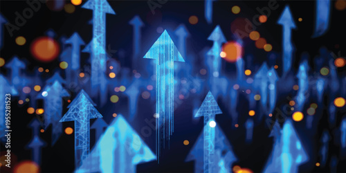 A vibrant bokeh of abstract colorful night city lights creates a festive winter holiday glow with bright defocused street decorations and shining blue xmas stars