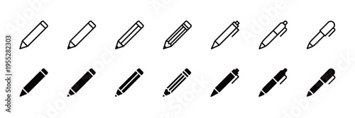 ペンと鉛筆のアイコンセット