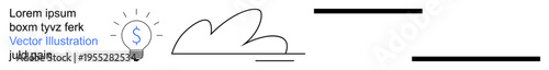 Innovation, creativity, brainstorming, design concepts, minimalist artwork, abstract visuals. A lightbulb icon, scribbles and placeholder text. Innovation and creativity concept