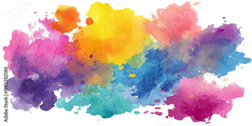 A vibrant watercolor wash, full of blended hues, bursting with color.