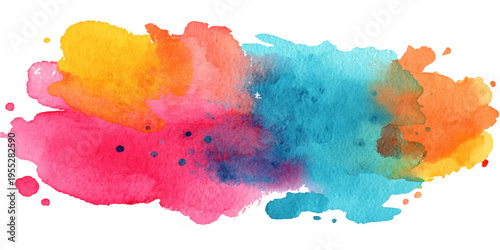 A vibrant abstract watercolor painting bursts with life, with a beautiful spectrum of colours. The piece captures the beauty of liquid dynamics and creative movement.